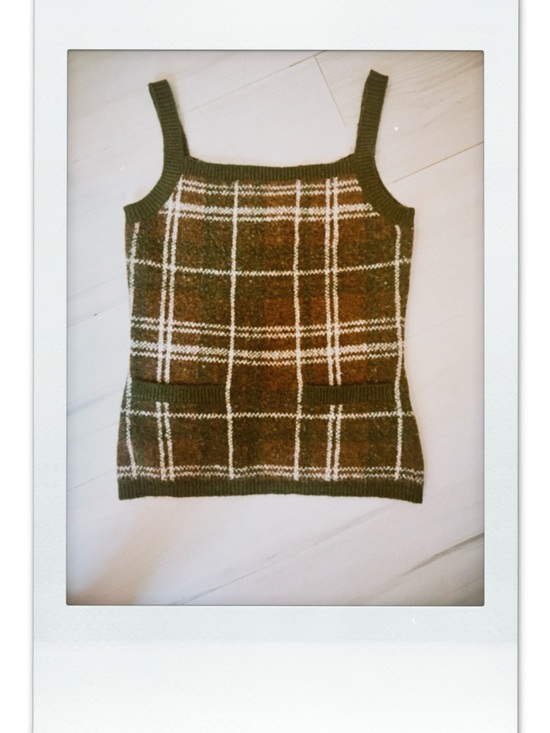 Zara Sweaters - Zara Olive Green Plaid Knit Tank
